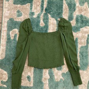 Reformation Pinto Smocked Top size small in moss